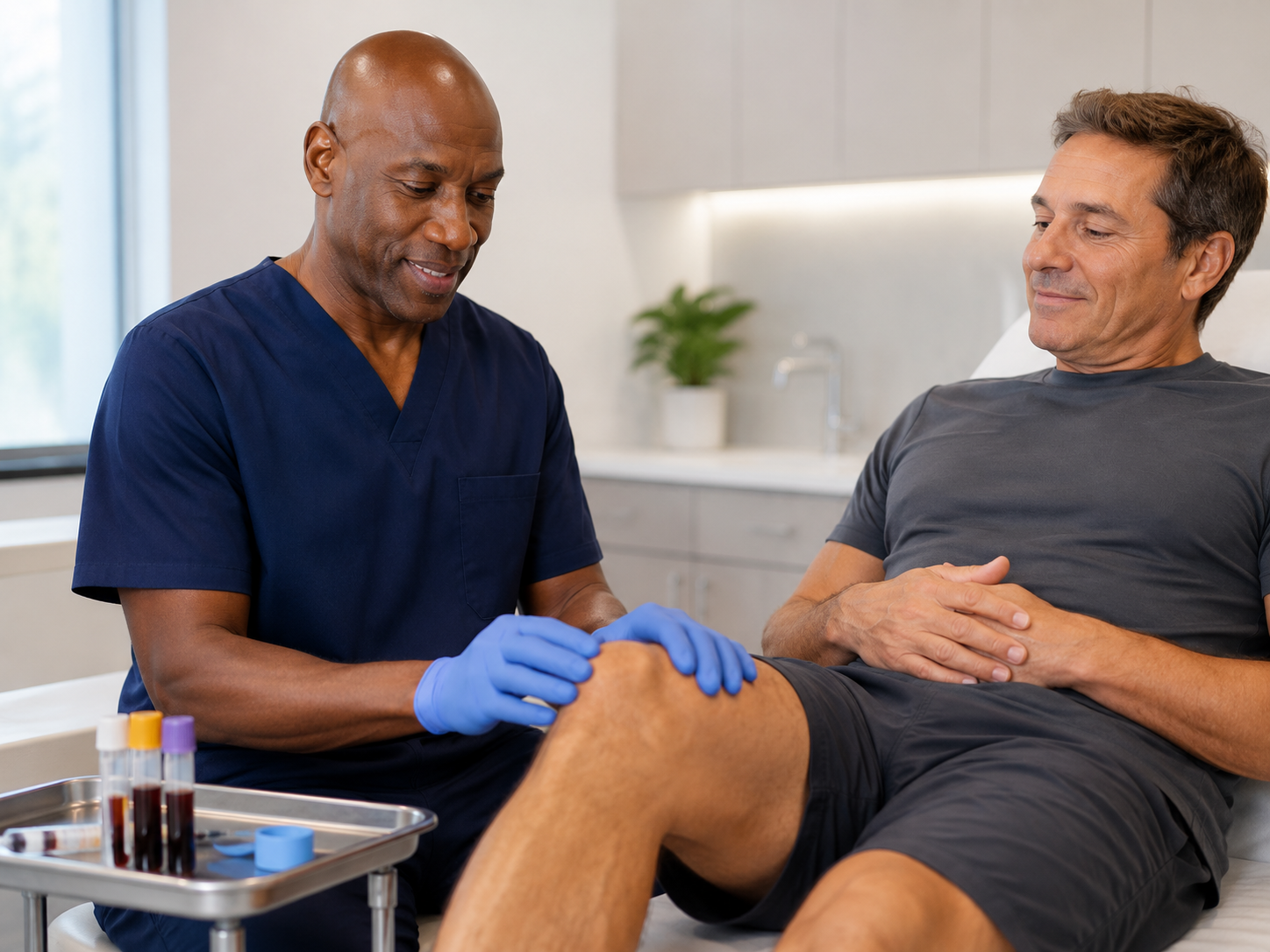 Medical treatment and patient care in a calm clinic setting